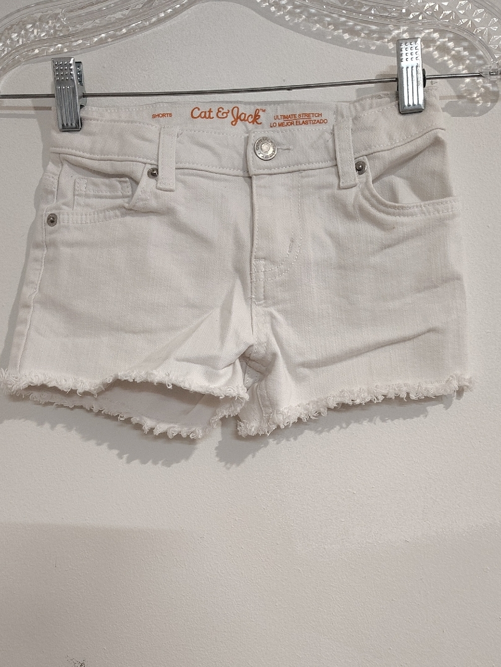 Cat & Jack White Girls' Frayed Denim Cutoff Shorts